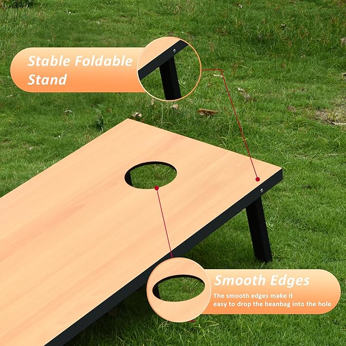 Cornhole Set, Regulation/Tailgate Size Cornhole Boards with 8 Bean Bags and Carrying Case, 4x2/3x2 Corn Hole Outdoor Game Toss Board for Adults Outside Activities