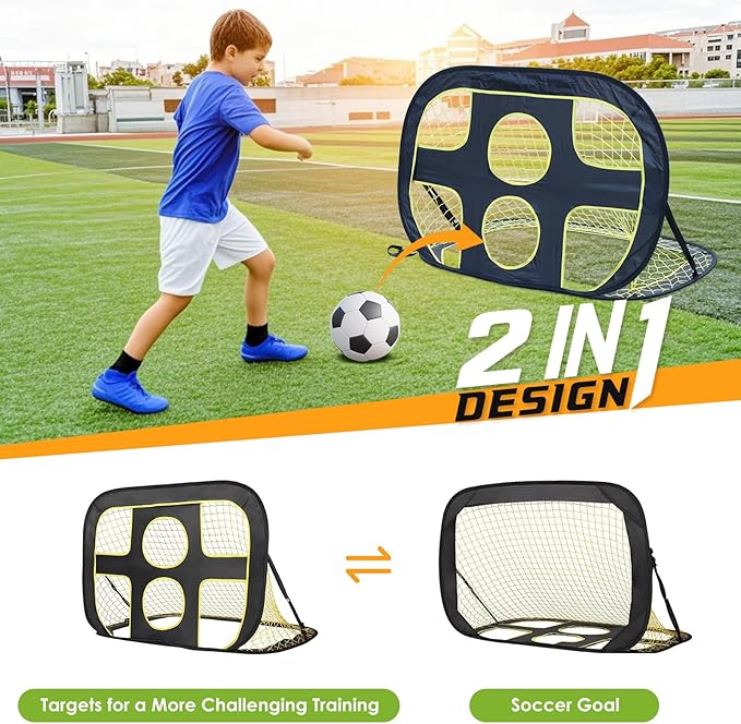 Soccer Net for Kids Portable Pop Up Soccer Goals with Carrying Bag Foldable Soccer Target Net Indoor Outdoor Backyard Practice