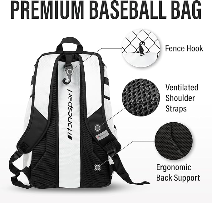Baseball Bag - Backpack for Baseball, Softball, Tball - Adults & Youth Bat Bag