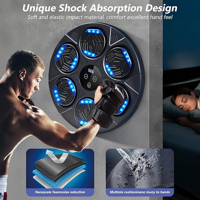 Music Boxing Machine, Workout Equipment with Boxing Gloves, Bluetooth Smart Punching Arcade Machine, Fitness Equipment for Home,Office,Gym