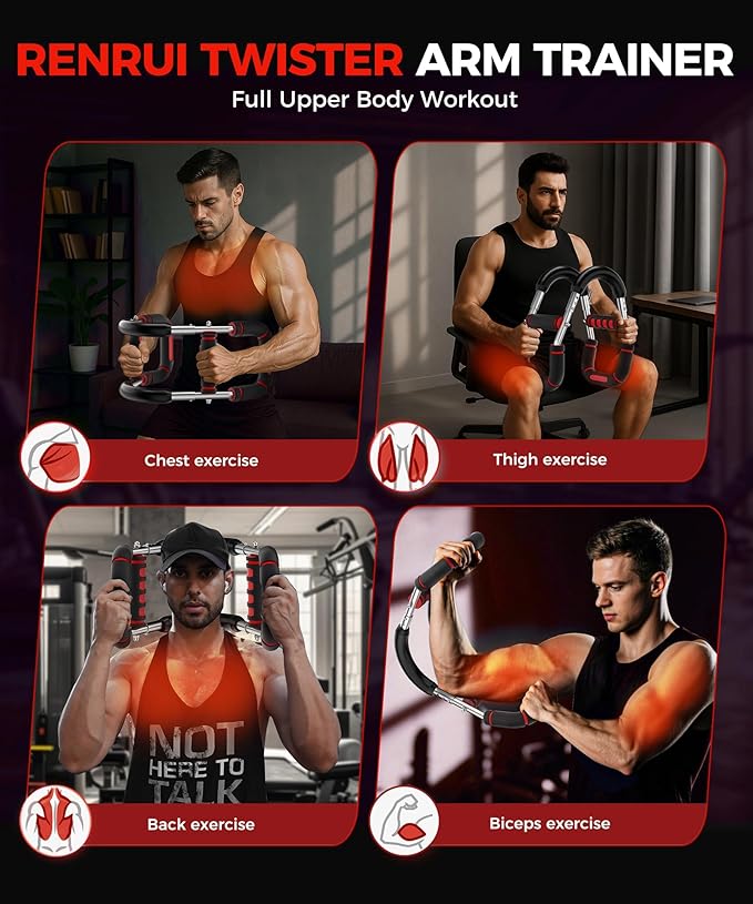 Twister Arm Trainer, Adjustable 5 Resistance Levels (40-130 lbs) Chest & Arm Workout Equipment for Men & Women, Ergonomic Home Gym Strength Trainer with Anti-Slip Handles & Carry Bag