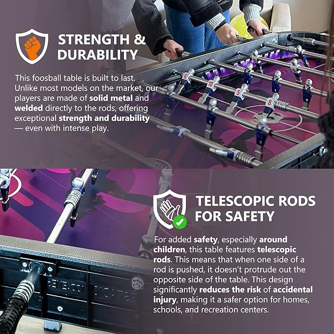 Outdoor Foosball Table Adult Size - Game Tables for Adults with Balls & Players - Soccer Table Game for Indoor Use - Weatherproof Perfect for Tournaments