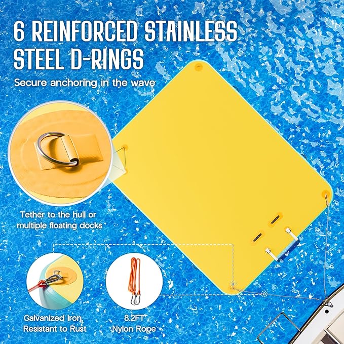 Specraft Inflatable Floating Dock, Non-Slip Air Dock Platform loating Island Raft with Rope Ladder for Pool Lake Beach Ocean