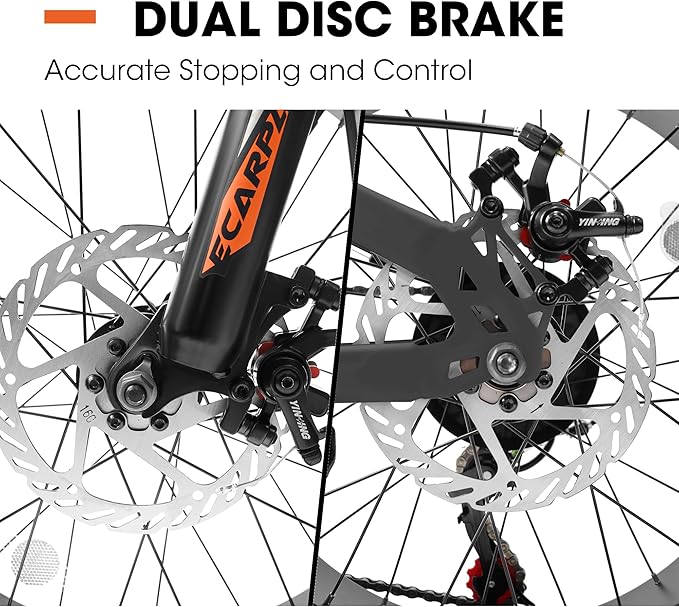 20 24 26 Inch Mountain Bike, 20 inch 7 Speeds Steel Kids Fat Tire Mountain Bike, 24 26 inch Aluminum Frame Boys Bike, Front Suspension Dual Disc Brake Teens Sport Bikes for Kids Boys Girls