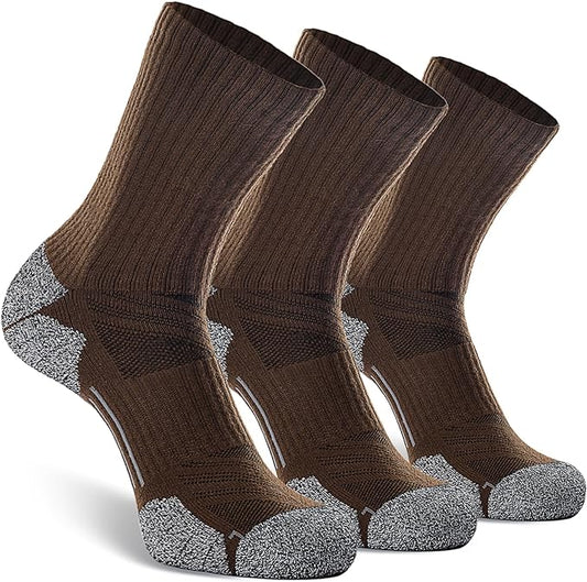 CWVLC Crew Hiking Socks, Cushion, Moisture Wicking, Arch Compression Boot Socks