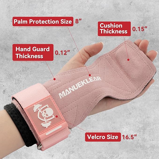 MANUEKLEAR Gym Straps Weight Lifting, Double Leather Lifting Straps for Men Deadlift with Cushion Wrist Loop, Gym Lifting Wrist Wraps for Weightlifting