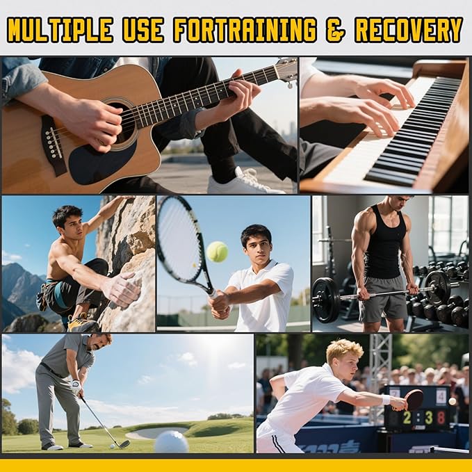 grip strength trainer, Adjustable Metal Design with Silicone Handle, Forearm strengthener Tool for Physical Therapy, Recovery（Black knob）