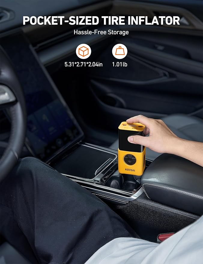 AstroAI Tire Inflator L7S Portable Air Compressor Cordless Bike Air Pump with Digital Dual Values Display, 150 PSI Car Tires Pump with LED Lights Air Pump for Auto, Motorcycles, Bikes, Balls