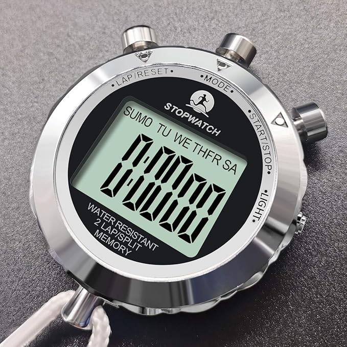 Stopwatch, Metal Stop Watch for Sports 10/100/400 Laps, Stopwatches Timer for Coach Sports Running with 0.01second & 0.001second Timing, Conutdown, Alarm