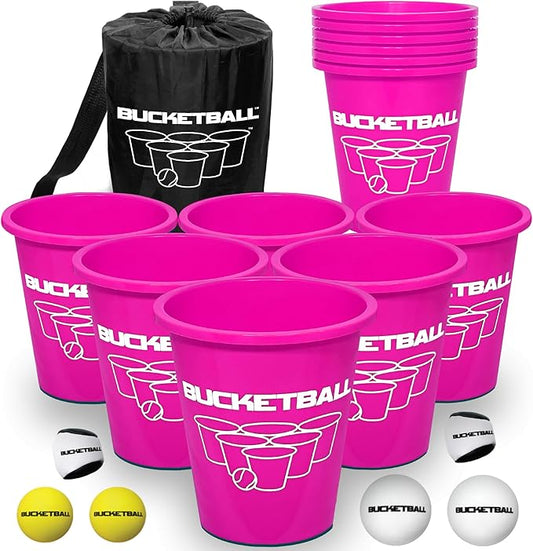BucketBall | Team Color Edition | Combo Pack (Pink/Pink): Original Yard Pong Game: Best Camping, Beach, Lawn, Outdoor, Family, Adult, Tailgate, Jumbo, Giant Game