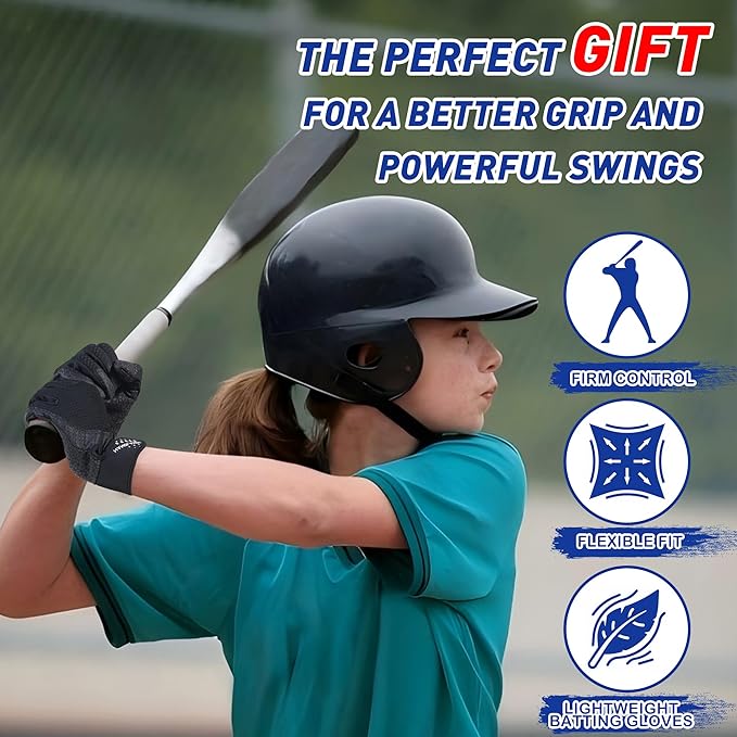 HLDD HANDLANDY Batting Gloves – Durable Grip, Breathable Baseball Softball Gloves for Adults Youth Kids – Gift for Players