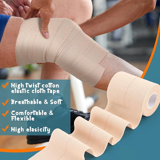 30 Rolls Adhesive Elastic Tape Bandage Tape Self Adhesive Wrap Elastic Flexible Stretch Bandages for Sports Ankle Knee and Wrist Sprains Animal Pets(3 Inch x 5 Yard)