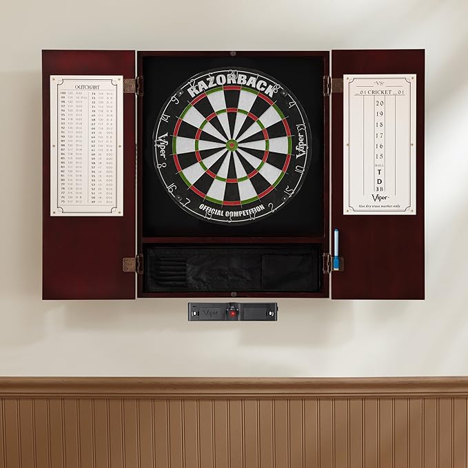 Viper Metropolitan Solid Wood Cabinet & Sisal/Bristle Dartboard Play-Ready Bundle
