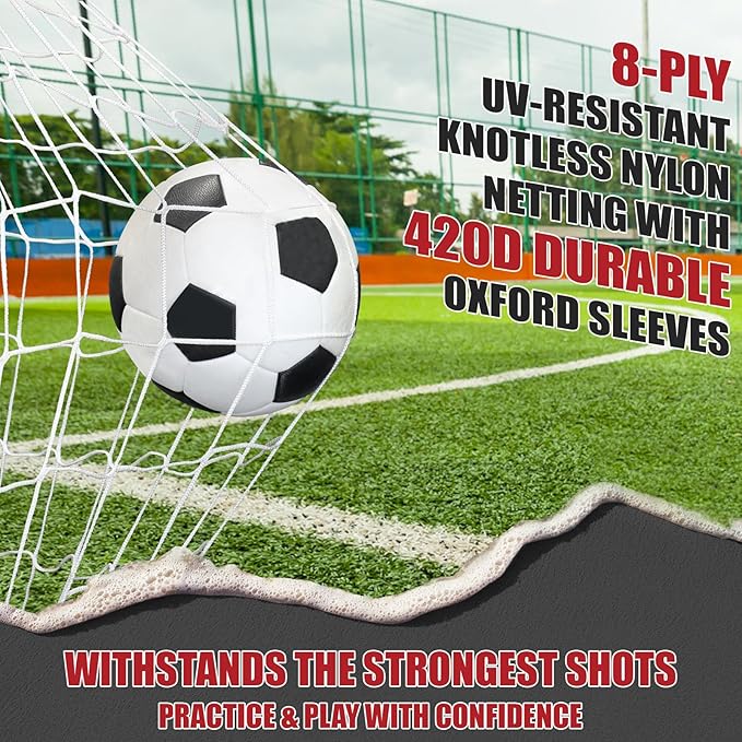 Soccer Goal,Soccer Net,Soccer Goals for Backyard,with Bow Frame,Collapsible Metal Base and Agility Ladder