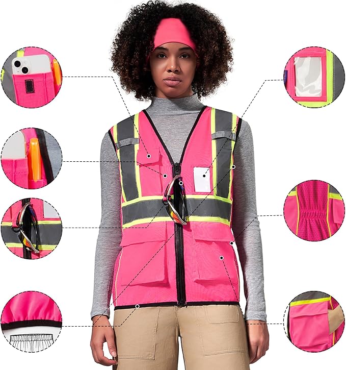 AYKRM 11 color Ladies High Vis Reflective Safety Vest for Women