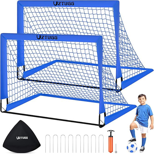Soccer Goals, Soccer Net for Backyard, 2 Pack 4' x 3' Soccer Goal Training Equipment, Portable Soccer Nets with Soccer Ball and Ball Pump,Goal Net for Sports Training