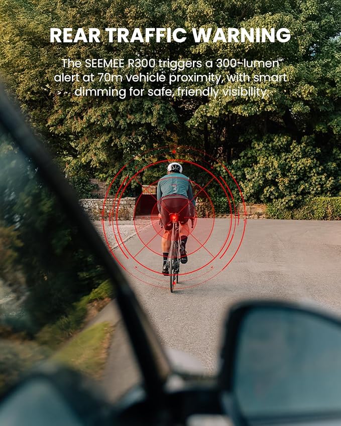 MagicShine SEEMEE R300 Smart Radar Taillight,High-Power LED ANT+ Enabled Radar System 270° Wide Viewing Angle Lock Function Mode Memory Function IPX6 Waterproof Rear Light