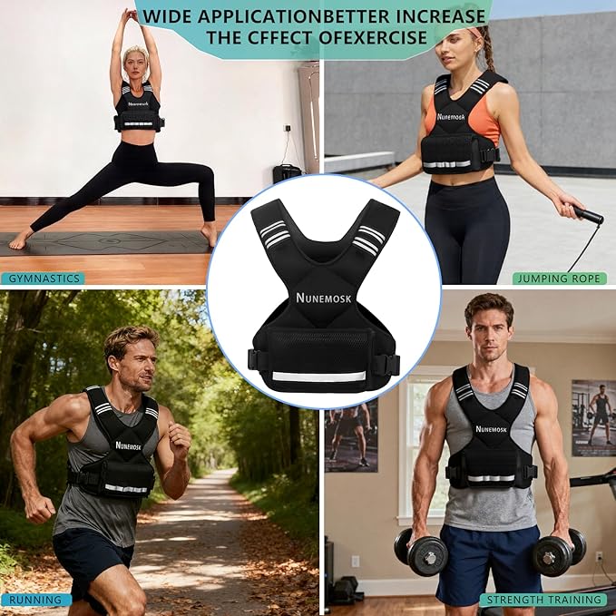 Weighted Vest, Adjustable Weights for Women& Men, 4-10LB/12-18LB Rucking Vest with 6 Weights & Large Pocket, Reflective Strip for Running, Workouts & Strength Training