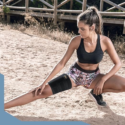 Hamstring Compression Sleeve with 3 Adjustable Straps,Thigh Compression Sleeve for Men Women,Thigh Wrap Compression for Pulled Hamstring,Groin ,Quad,Hamstring Brace for Hamstring Injury, Leg Brace for Upper Thigh support (Black, Large)