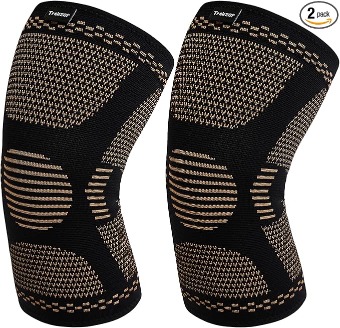 Knee Brace for Women and Men, Knee Compression Sleeve for Running, Workout, Hiking, and Fitness, Knee Brace for Arthritis Pain and Support (Pair, Black, X-Large)