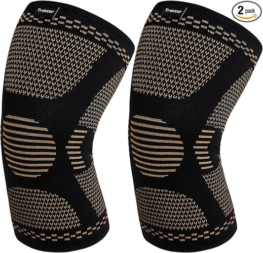 Knee Brace for Women and Men, Knee Compression Sleeve for Running, Workout, Hiking, and Fitness, Knee Brace for Arthritis Pain and Support (Pair, Black, Large)
