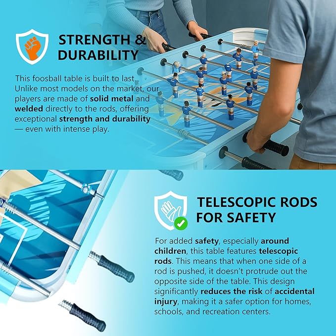 Outdoor Foosball Table Adult Size - Game Tables for Adults with Balls & Players - Soccer Table Game for Indoor Use - Weatherproof Perfect for Tournaments