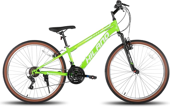 HILAND 26 Inch Mountain Bike for Mens and Womens, 21 Speeds Mountain Bicycle, High-Tensile Steel Frame, V Brake, Hardtail MTB for Adults