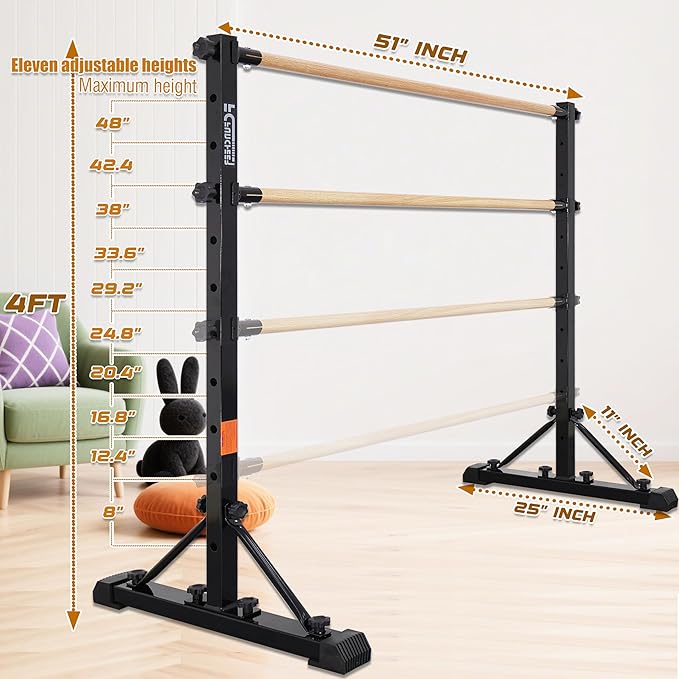 Adjustable Ballet Barre,Portable Dance bar,Fitness Equipment for Dance & Balance Excercise,Super Sturdy for Balance Workout,Weight Limit 250 LBS