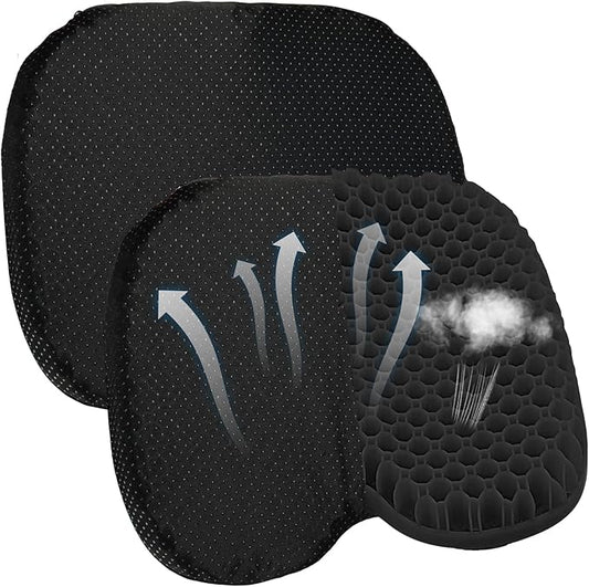 2PCS Anti Slip Kayak Gel Seat Cushion with Cover, Waterproof Seat Cushion Kayak Seat Pad for Sit in Inflatable Kayak, Canoe & Boat Fishing, Rowing, Lifetime Kayak Accessories (Black)