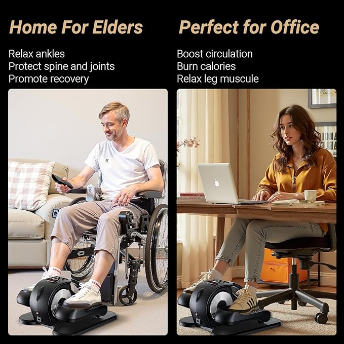 UTRYUP Under Desk Elliptical Machine, Electric Elliptical Machine While Sitting for Seniors with Remote Control, 12-Speed Adjustable & Quiet Operation, Compact Pedal Exerciser for Home or Office Use