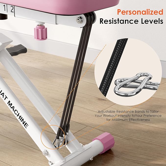 SogesHome Squat Machine Rowing Machines for Home Foldable, Fitness Rowing Machine Row and Ride Squat Machine with Adjustable 2 Resistance Bands for Workout Exercise, 330 lbs Weight Capacity