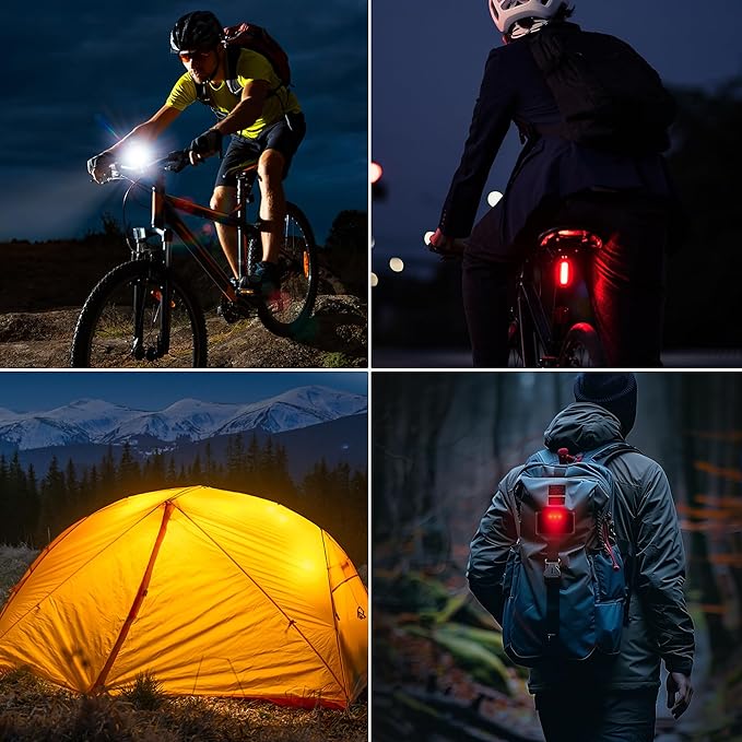 High Lumens Super Bright Bike Light for Night Riding, USB Rechargeable Bicycle Headlight, Waterproof Bike Headlight, Waterproof Bike Headlight and Taillight, MTB Off-Road Cycling Commuting