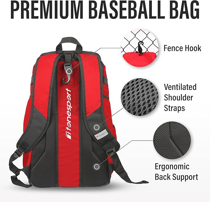 Baseball Bag - Backpack for Baseball, Softball, Tball - Adults & Youth Bat Bag