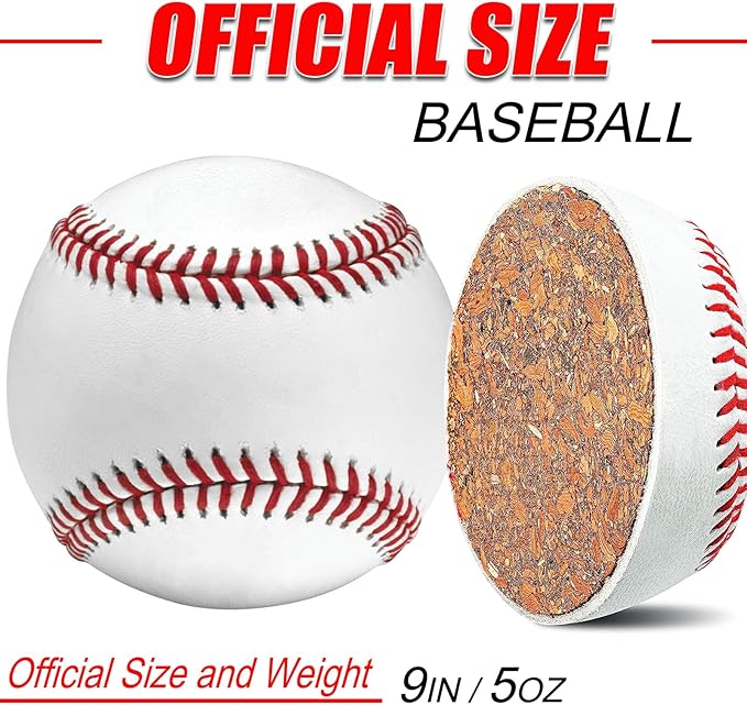 KRTOYUST® Baseball Ball,Official Size Baseballs,Composite High Performance Leather 9" Baseball Great for Youth and Adult Recreational Use Practice