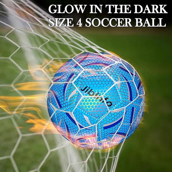 Light Up Soccer Ball Size 4, Glow in The Dark Soccer Ball Luminous Soccer Balls for Day&Night Games and Training Gifts for Men Youth and Adult Night Games