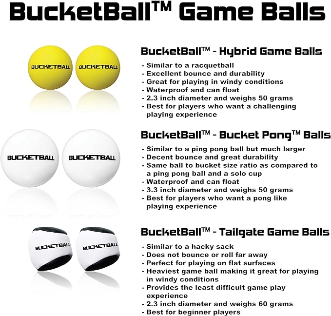 BucketBall | Team Color Edition | Party Pack (Silver/Yellow): Original Yard Pong Game: Best Camping, Beach, Lawn, Outdoor, Family, Adult, Tailgate, Jumbo, Giant Game
