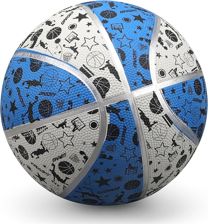 Dilabnba 9" Large Basketball Toy for Kids Adults, Mini Basketball for Outdoor Hoops, Anti-Slip Textured Grip, Pool Ball for Swimming Pool Hoops, Beach Balls Sand Toy for Indoor Yard (Size 6 Blue)