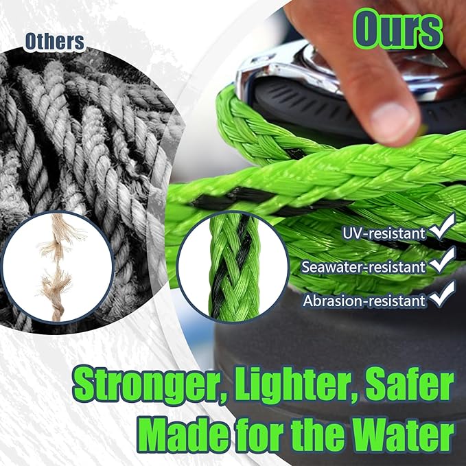 Boat Tow Rope 60ft 3-6K, Floating Ropes for Towable Tubes，Watersport Accessories