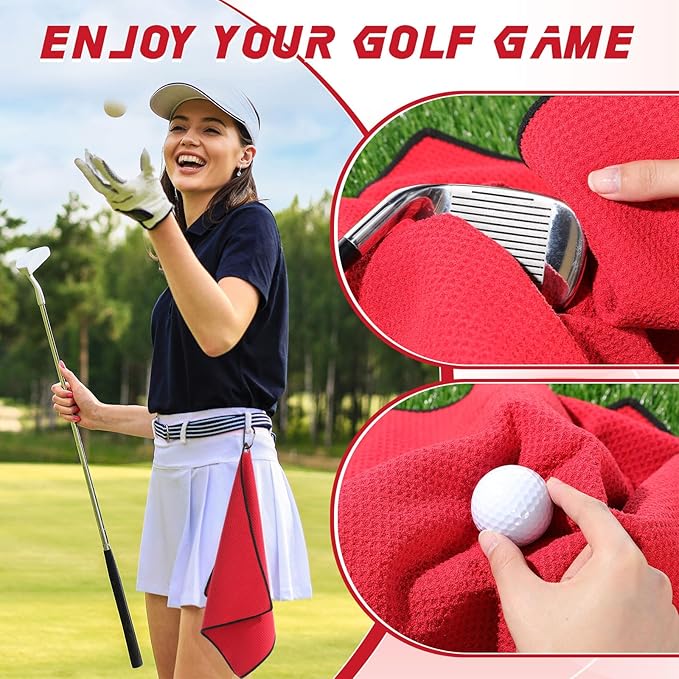 Batiyeer Golf Towels Bulk for Bags 16'' x 16'' Microfiber Waffle Pattern Golf Towel with Clipfor Mini Tournament, Club, Yoga, Fitness