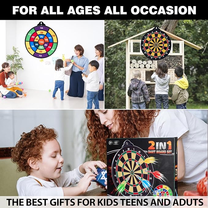 Magnetic Dart Board - 12Magnetic Darts+12Sticky Balls Or 2 Toy Gun+40 Foam Dart,Fun for Family Game and Party with Friends, Christmas Birthday Gifts Toys for 3-12 Year Old Boys