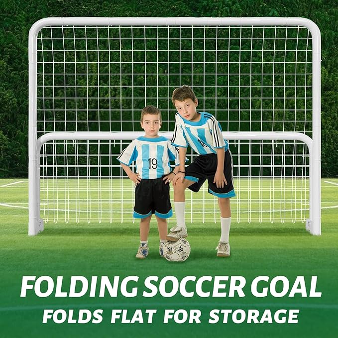 NAIZEA Soccer Goal - 12x6FT/16x7FT/10x6FT/8x6FT/6x4FT Soccer Goals for Backyard - Metal Soccer Goals for Youth Adult - Multiple Sizes Colors - Perfect for Games Indoor Outdoor Practice