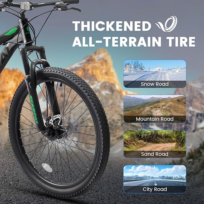 Mountain Bike 24 26 27.5 Inch, Dual Full Suspension Mens Womens Bike, 21 Speeds Dual Disc Brake Carbon Steel Bike, Boys Mens Mountain Bike for School Work Summer Camping, Birthday Gift Choice