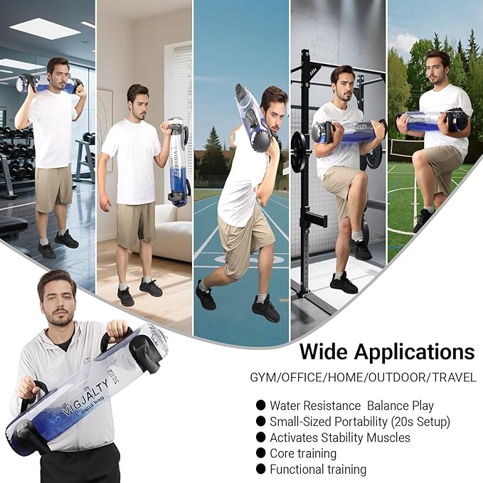 Heavy Duty Adjustable Aqua Bag - Durable Water Filled Training Aqua Bags for Strength Core & Full Body Workouts - Portable Fitness Equipment - Home Gym Outdoor Water Weights Sandbag Alternative