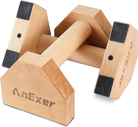 Push Up Stands, Handstand Parallettes Bars, Solid Wood Push Up Bars with Non-Slip Mat Push up Handles for Floor Exercise Home Workout Equipment for Men & Women Strength Training