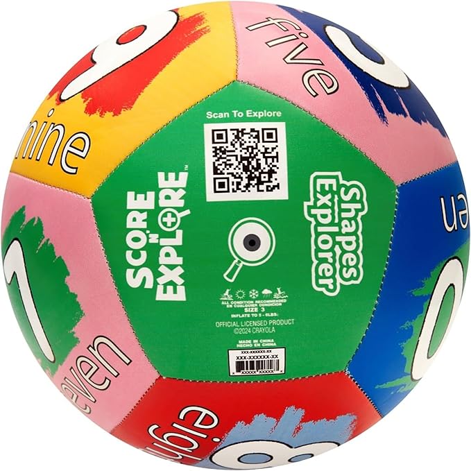 Crayola Score N’ Explore Officially Licensed 5” Color Ball, Interactive Coloring Soccer Ball for Kids, Fun Learning Toy Activity Ball
