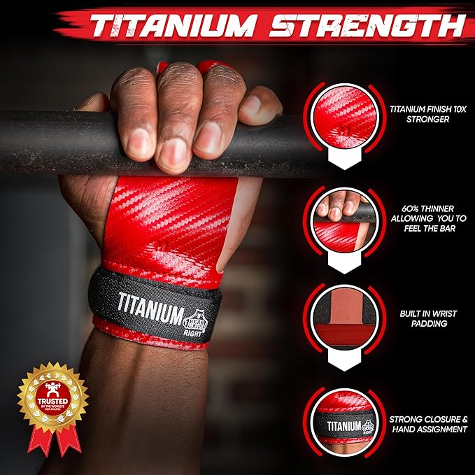 Bear Grips Two Hole Hand Grips, Three Hole Pull Up Grips, No Hole Wrist Grips, WOD Grips for Men and Women. Carbon Fiber Hands Grips, Titanium Hand Grips for Weight Lifting, Speed Pull Up Gloves Grip