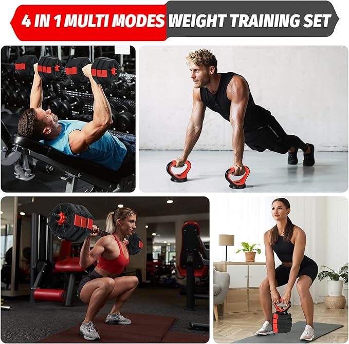 3-In-1 Octagonal Adjustable Dumbbell Set, 44/88LBSFree Weights Dumbbells with Anti-Slip Handle for Men & Women, Versatile Dumbbells Set of 2 with Connector, Perfect for Home Gym