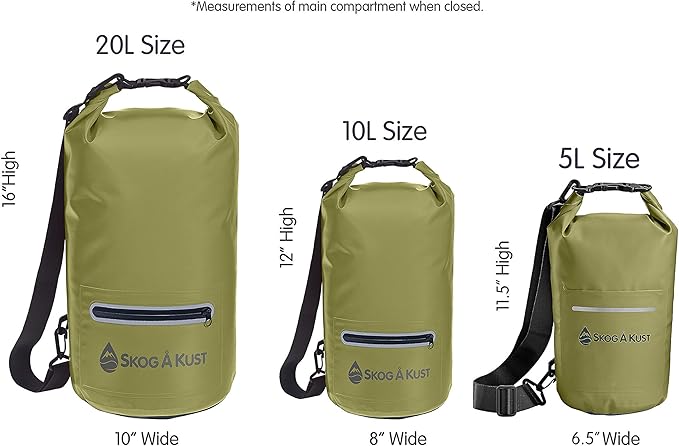 Skog Å Kust DrySak - Roll Top Waterproof Bag for Travel & Outdoors - 5, 10 & 20 Liter sizes