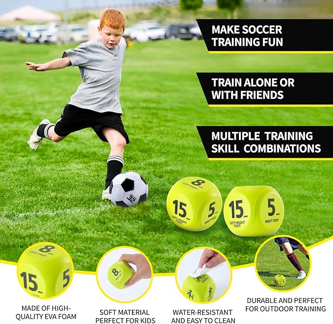 2 Pack Kids Soccer Goal for Backyard Set 9x5FT Portable Pop Up Soccer Net Training Equipment with Soccer Ball, Training Dice Mat, Cones and Carry Bag for Youth Toddler Teams Indoor Outdoor Sport Game