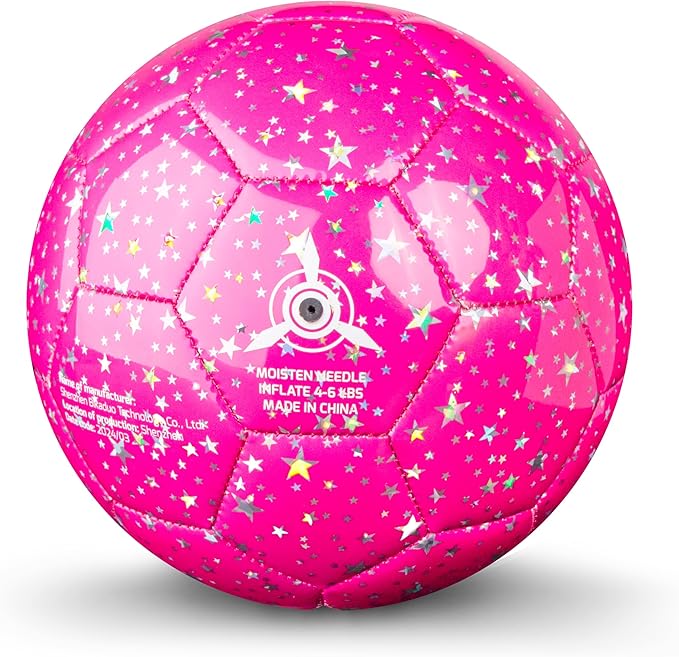 Kids Soccer Ball Size 3 4, Glitter Pink Purple Shiny Toddler Balls for Ages 4-6-8 8-12 Girls Boys Soft Training Ball